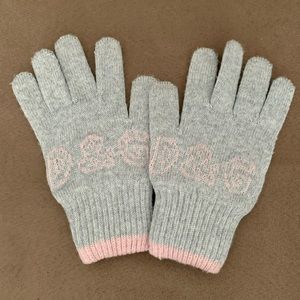 D & G girls gray/pink gloves size M
